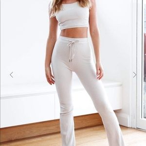 Lounge oatmeal flared trousers